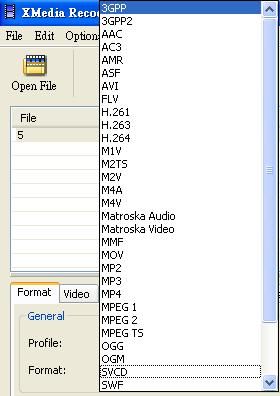 影片轉檔程式XMedia Recode可支援的輸出檔案格式