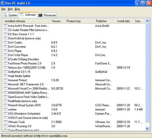Free PC Audit偵測系統內所安裝的軟體資訊