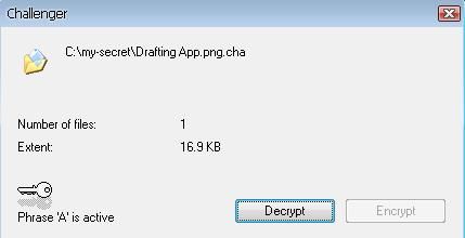 加密檔案經加密程式Challenger解密回原始檔案
