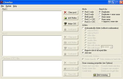 檔案工具CloneSpy操作介面擷圖
