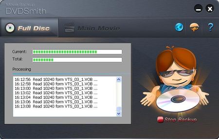 DVDSmith Movie Backup破除防拷後並進行備份至硬碟的動作