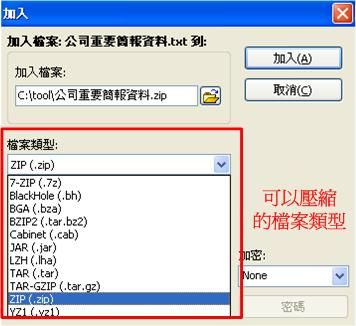 解壓縮檔程式IZArc可壓製的壓縮檔格式