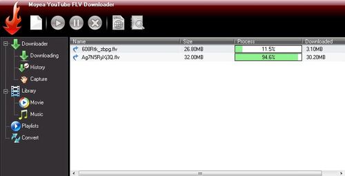 Moyea YouTube FLV Downloader的youtube影片下載進度