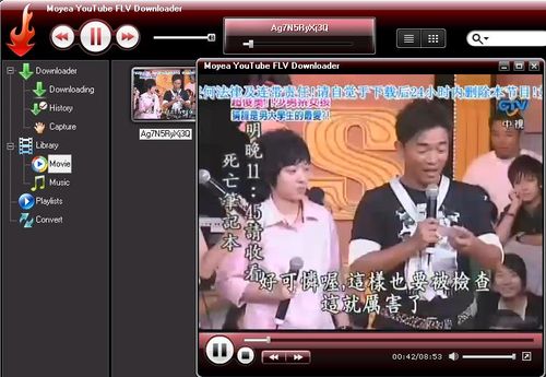 Moyea YouTube FLV Downloader擔任flv播放器播放youtube影片