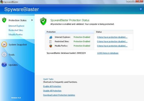 反間諜軟體SpywareBlaster啟動瀏覽器保護