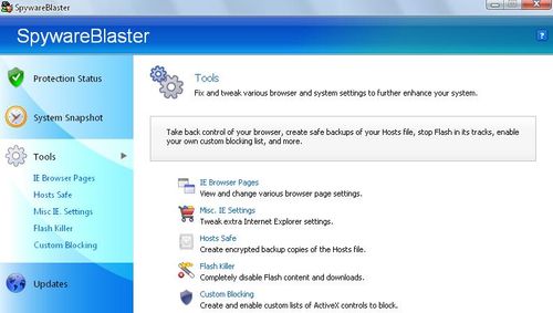 反間諜軟體SpywareBlaster的其它功能
